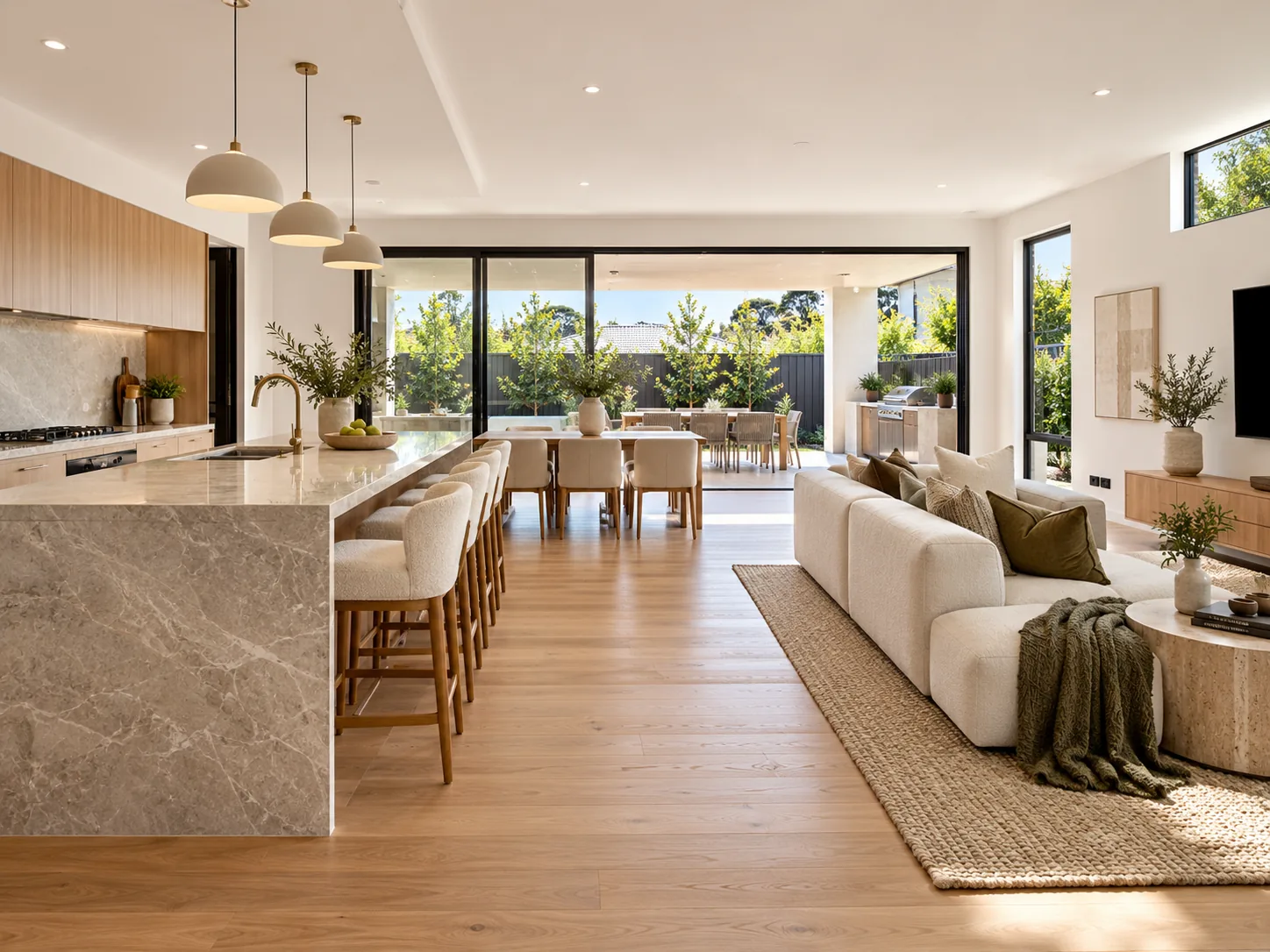 Open-plan living and kitchen